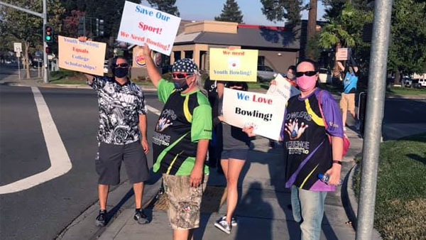 Bowlers in Dublin, CA Protest for Bowling Centers to Reopen Now